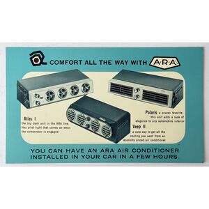 1950s ARA Manufacturing Car Air Conditioner Vintage Print AD‎ postcard T63